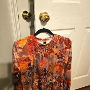 Floral Long Sleeve Top in Warm Tones